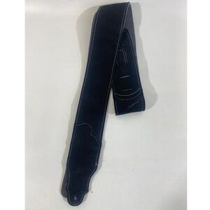 FRANKLIN Black Suede Guitar Strap Contrast Stitch Adjustable Acoustic Electric